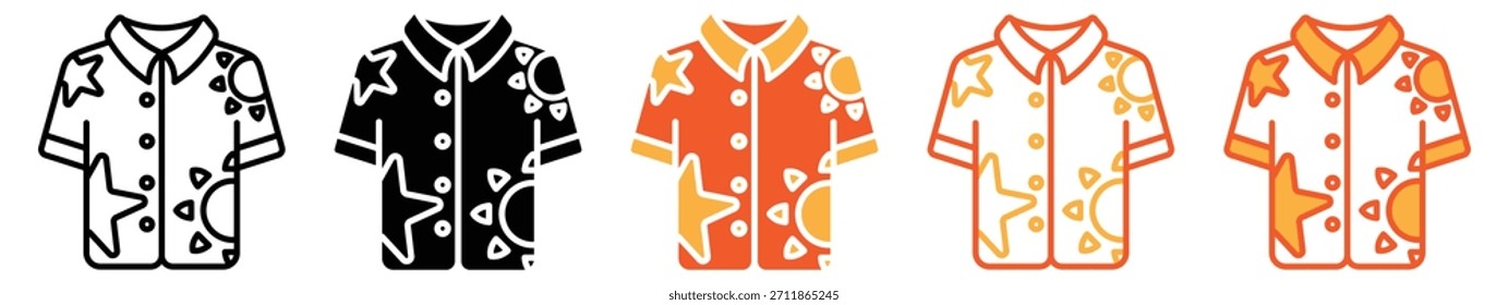 Conjunto de iconos de camisa Colección de estilo múltiple