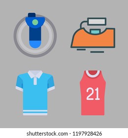 shirt icon set. vector set about virtual reality, iron, basketball jersey and polo icons set.