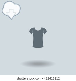 Shirt icon with shadow. Cloud of download with arrow.