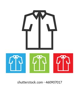 Shirt icon. Simple abstract logo of shirt with short sleeves on white background. Flat vector illustration.