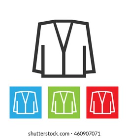 Shirt icon. Simple abstract logo of shirt with long sleeves on white background. Flat vector illustration.