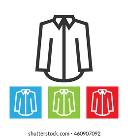 Shirt icon. Simple abstract logo of shirt with long sleeves on white background. Flat vector illustration.