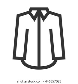 Shirt icon. Simple flat logo of polo shirt with long sleeves isolated on white background. Vector illustration.
