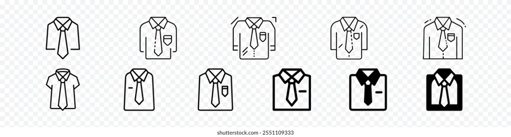 icono de la camisa, icono de corbata, icono de camisa y corbata, icono de línea uniforme, iconos de corbata. Corbata y símbolo del paño de cuello. camisa casual de los hombres con la corbata, traje de los hombres logotipo formal del vestido de negocios