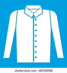 Shirt icon white isolated on blue background vector illustration