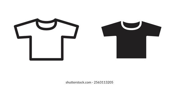 Shirt icons in black line and filled versions