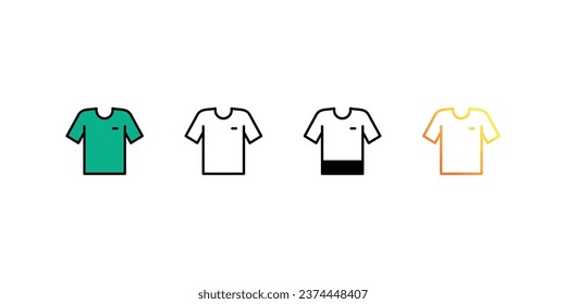 Shirt icons, color, line, glyph, gradient, Blue icon, summer icon in five variations stock illustration.