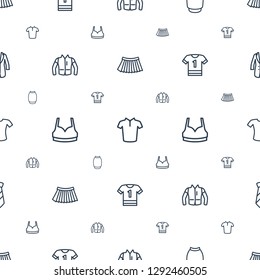 shirt icons pattern seamless white background. Included editable outline skirt, T shirt, jacket, sport bra, t shirt, tie icons. icons for web and mobile.