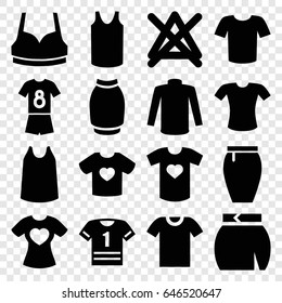 Shirt icons set. set of 16 shirt filled icons such as no bleaching, sport bra, sweater, singlet, skirt