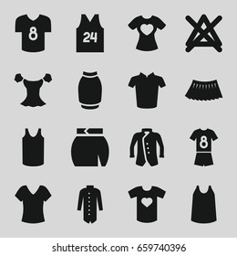 Shirt icons set. set of 16 shirt filled icons such as no bleaching, singlet, blouse, skirt