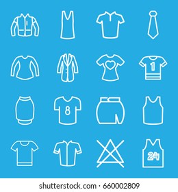 Shirt icons set. set of 16 shirt outline icons such as no bleaching, singlet, jacket, blouse