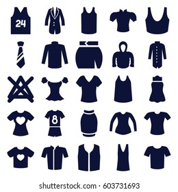 Shirt icons set. set of 25 shirt filled icons such as no bleaching, sport bra, singlet, sweater, jacket, blouse, skirt, hoodie, tie
