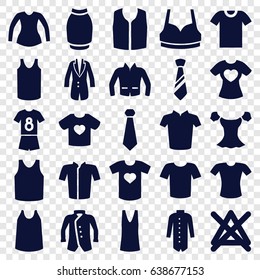 Shirt icons set. set of 25 shirt filled icons such as no bleaching, sport bra, singlet, jacket, blouse, skirt, tie