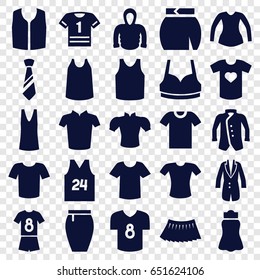 Shirt icons set. set of 25 shirt filled icons such as sport bra, singlet, blouse, skirt, jacket, hoodie