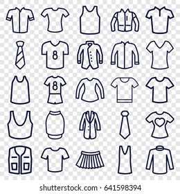 Shirt icons set. set of 25 shirt outline icons such as sport bra, singlet, sweater, jacket, blouse, skirt