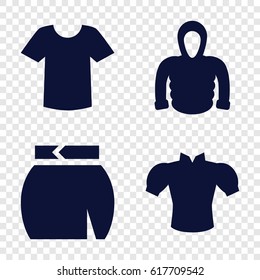 Shirt icons set. set of 4 shirt filled icons such as T-shirt, blouse, skirt
