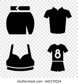Shirt icons set. set of 4 shirt filled icons such as sport bra, t-shirt, skirt