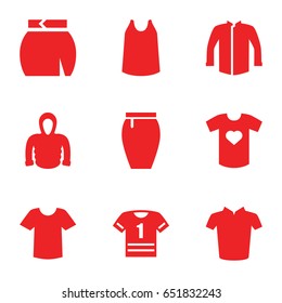 Shirt icons set. set of 9 shirt filled icons such as singlet, jacket, skirt