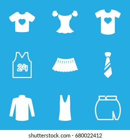 Shirt icons set. set of 9 shirt filled and outline icons such as singlet, sweater, blouse, skirt