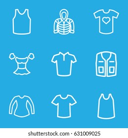 Shirt icons set. set of 9 shirt outline icons such as singlet, blouse