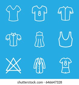 Shirt icons set. set of 9 shirt outline icons such as no bleaching, sport bra, jacket, blouse, skirt