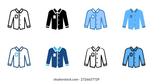 Los iconos de la camisa establecen la colección de varios estilos. Trazo editable 
