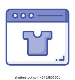 Shirt inside webpage showing concept icon of online shopping, vector of shopping website