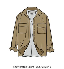 Shirt and jacket hand-drawn illustration on white background