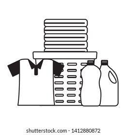 shirt laundry bucket brush spring cleaning tools vector illustration