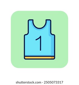 Shirt line icon. Sport t-shirt with first number on green background. Sport concept. Vector illustration can be used for topics like sport, active lifestyle, entertainment