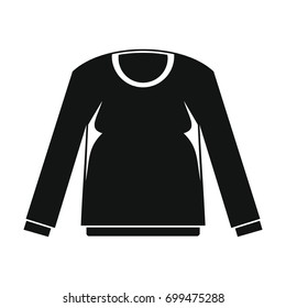 Shirt with long sleeves in black simple silhouette style icons vector illustration for design and web isolated on white background. Shirt with long sleeves vector object for labels and logo