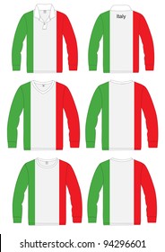 Shirt Long-sleeved sport in Italy Flag. vector template design