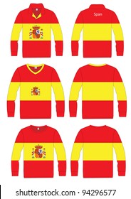 Shirt Long-sleeved sport in Span Flag. vector template design