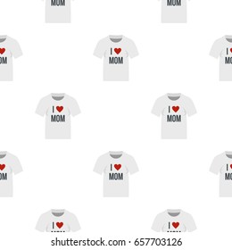 Shirt I love mom pattern seamless background in flat style repeat vector illustration