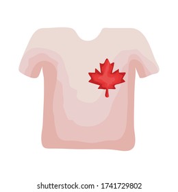 shirt with maple leaf canadian flat style vector illustration design