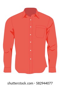 Shirt men orange realistic vector illustration isolated