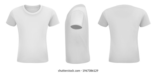 Shirt mock up set. Sport blank shirt template front and back view. Black, gray and white front design. Vector template.