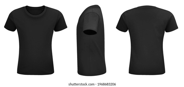 Shirt mock up set. Sport blank shirt template front and back view. Black, gray and white front design. Vector template.