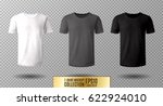 Shirt mock up set. T-shirt template. Black, gray and white version, front design.