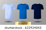 Shirt mock up set. T-shirt template. Light, normal and dark blue version, front design.