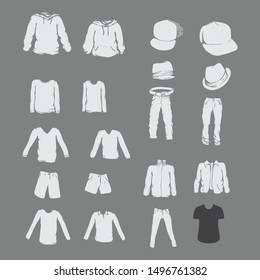 Shirt mock up set. T-shirt template. Black, gray and white version, front design.
