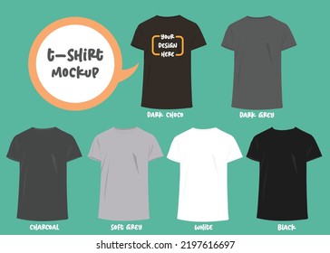 Shirt mock up set, T-shirt template, Black, White, Grey, Front design, vector illustration