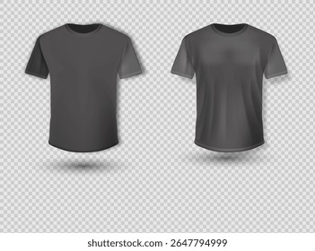 Conjunto de maquete de camisa. Modelo de camiseta. Preto, cinza e vermelho com versão branca, design frontal.