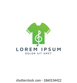 shirt and music negative space logo design