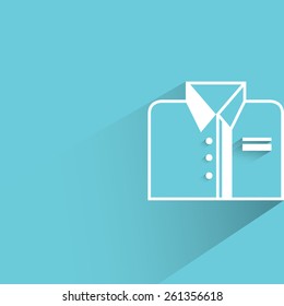shirt on blue background, flat and shadow theme