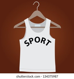 Shirt on a hanger for clothes. Vector illustration.