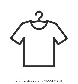 Shirt on hanger, linear icon. Editable stroke