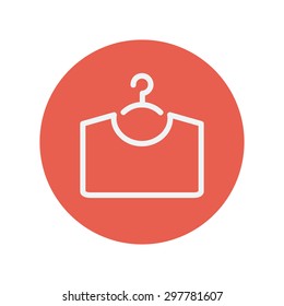 Shirt On Hanger Thin Line Icon For Web And Mobile Minimalistic Flat Design. Vector White Icon Inside The Red Circle.