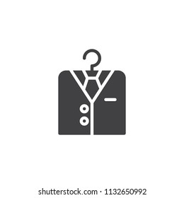 Shirt on hanger vector icon. filled flat sign for mobile concept and web design. Office Clothes simple solid icon. Symbol, logo illustration. Pixel perfect vector graphics
