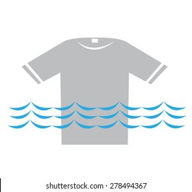 A Shirt on Water or chemical solvent. Laundry Service logo concept. Editable EPS10.